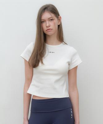 INJIACTIVE Slim Fit Logo Crop Tee White