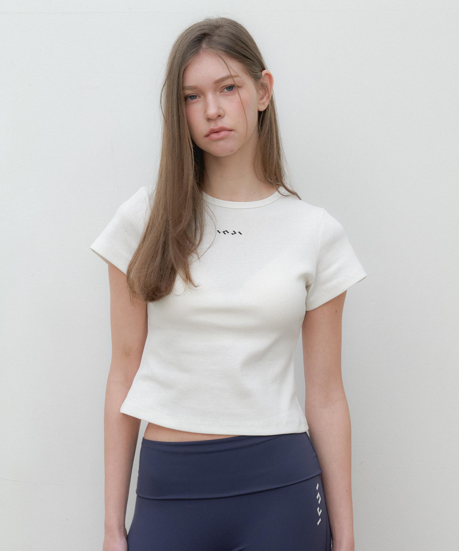 Ingi Active Slim Fit Logo Crop Tee White White/One