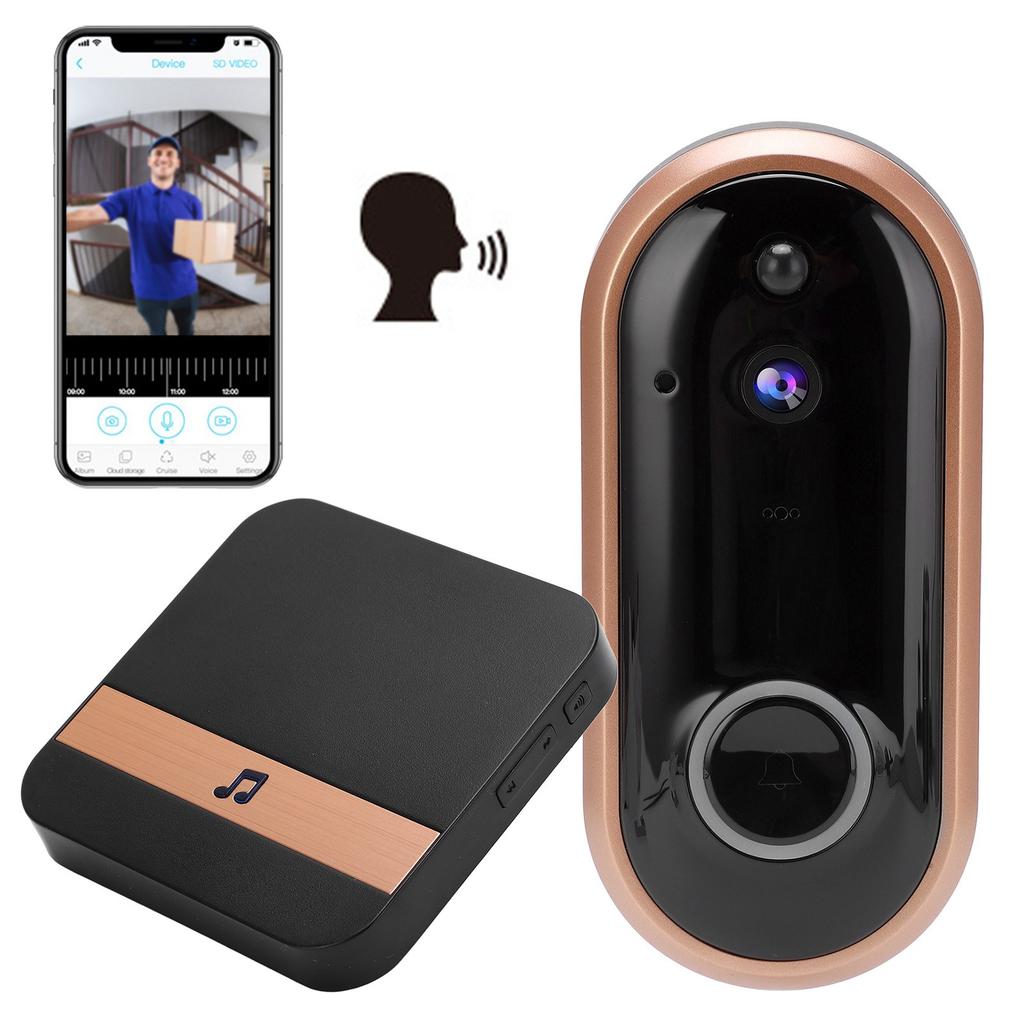 HD 1080P Video Doorbell Two Way Intercom Wireless WiFi Door Bell Night Vision 166 Degrees  Wide Angle for