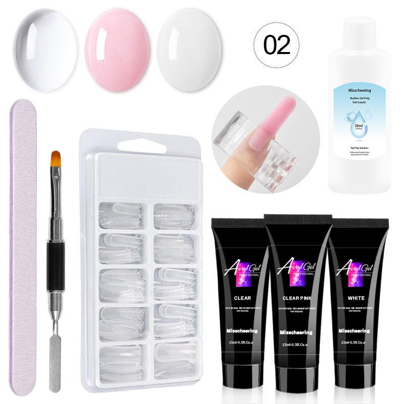 Kit de colle pour extensions d'ongles 15 ml, moule à ongles, brosse à double tête, kit de colle pour extensions d'ongles en cristal, kit de colle cristal