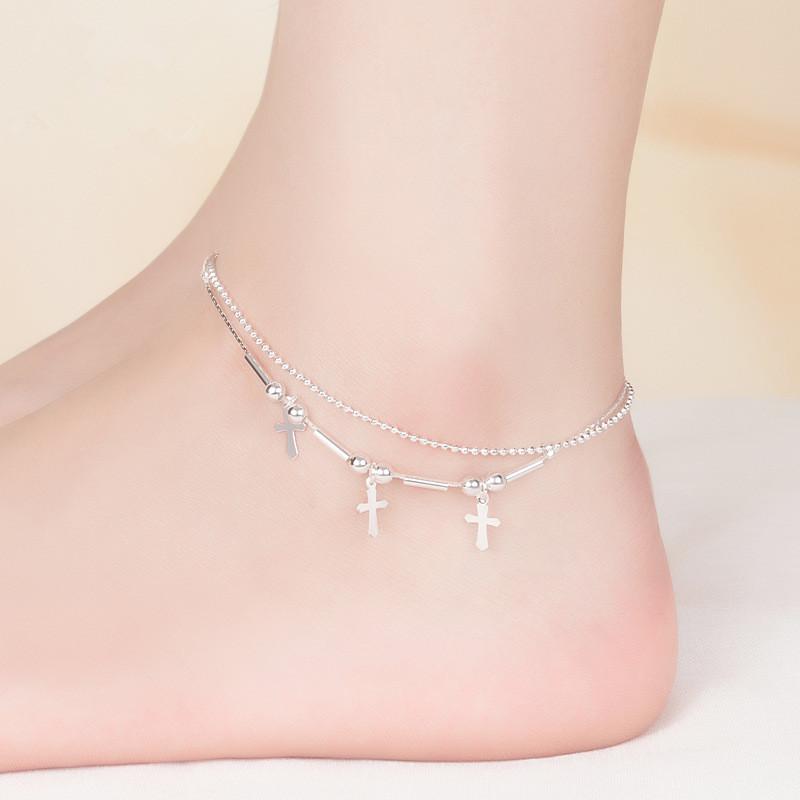 Buyee 925 Silver Simple Anklet Chain for Women Fashion Fine Jewelry Foot Legs Anklets