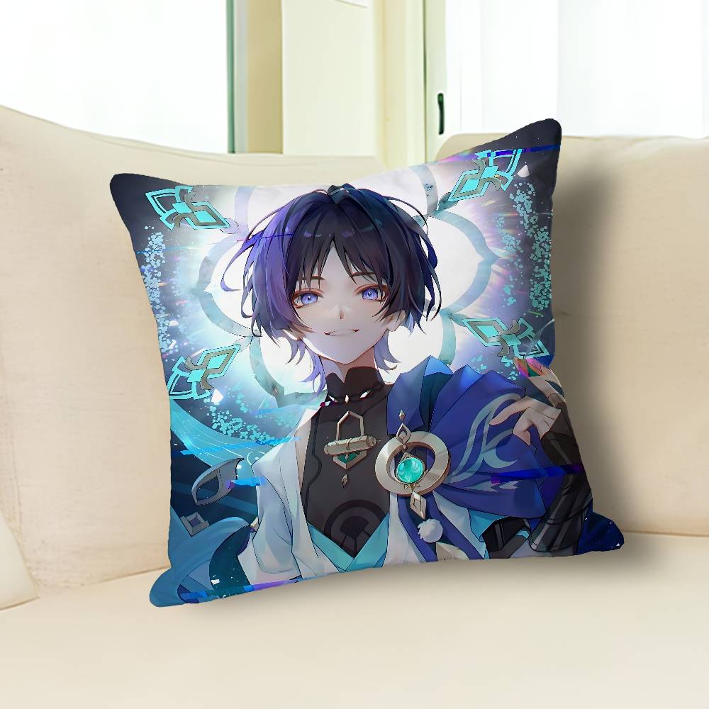 G-Genshin Impact Wanderer Anime Celebrity Merchandise All-Match Printed Pillow Case Sofa Car Office Room Decoration Protector