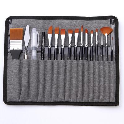18pcs Artist Paint Brushes Set Bag Pack with Scraper Watercolor Brush Pen Nylon Hair Delicate
