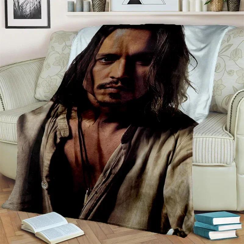 Deka série 3D tisku Johnny Depp, Měkká přehozová deka pro domácnost Ložnici Postel Pohovku Piknik Cestování Kancelář Krycí deka na odpočinek Děti
