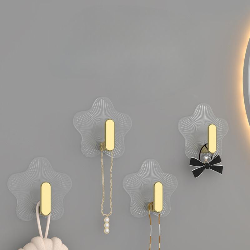 5Pcs/set Star Strong Hook Sticker No Punching Shelf Wall Coat Hook Adhesive Hook Viscose Load-bearing Entrance Paste Bathroom