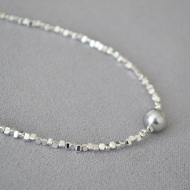 Niche Light Luxury Shining Irregular Broken Silver Beaded Simple Temperament Internet Celebrity Short Necklace Collarbone Chain Women