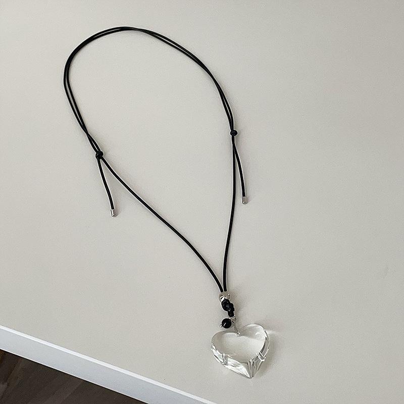 

Прозрачная смола Big Love кулон ожерелье женский нишевый дизайн Sense выдвижная кожаная цепочка на шею ключица цепочка