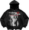 Y2K dark cross-border personality street loose pocket women's top sports zipper cardigan goth hoodie cardigan