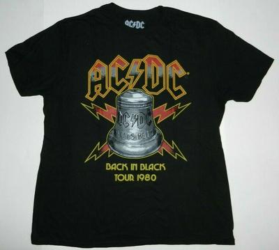 AC/DC BACK IN BLACK Hells Bell Tour 1980 Rockband Schwarzes T-Shirt Neu
