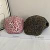 JYL TS DIY Leopard Newsboy Cap Women Spring  Reversible Beret Hat Cotton