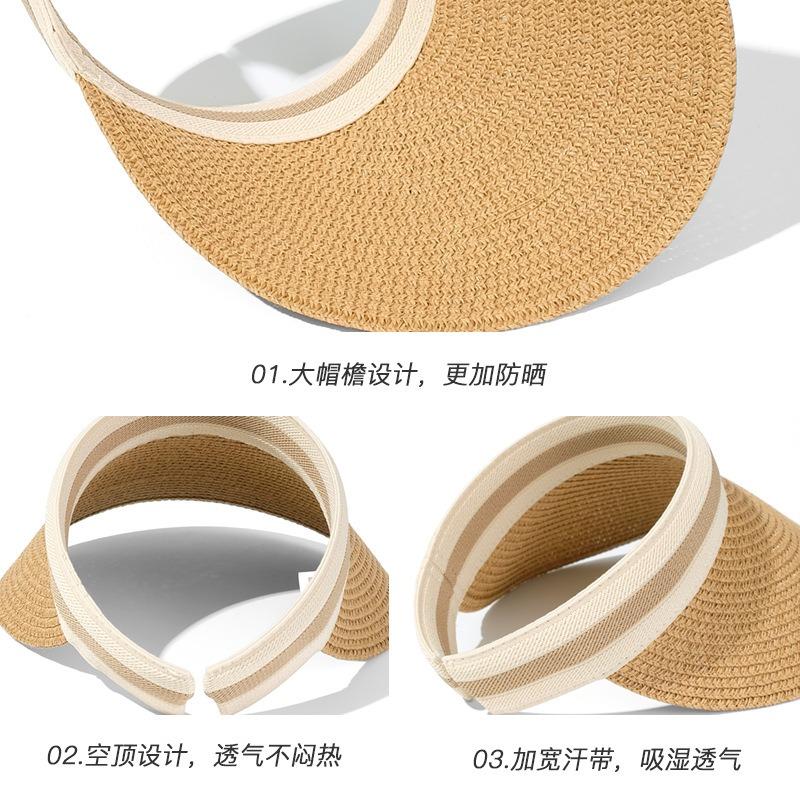 Summer adult sunscreen sunshade big-brimmed straw hat, sun empty top hat UV protection outdoor versatile parent-child hat