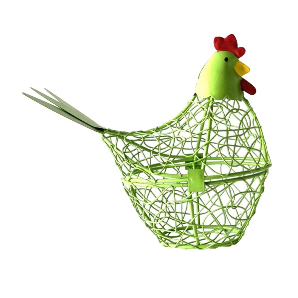 Chicken Wire Egg Basket Fruits Vegetables Rack Small Living Room Decor Decorative Egg Holder Chicken Shape Design Ornament