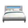 Gina Bed for 90x200 Mattress - Curved Headboard Base - Grey Color - 13 Slats - PVC Coating