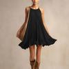 Sleeveless Ruffle Hem Loose Fit Mini Dress for Women Casual Neck Lightweight Flowy Summer Sundress
