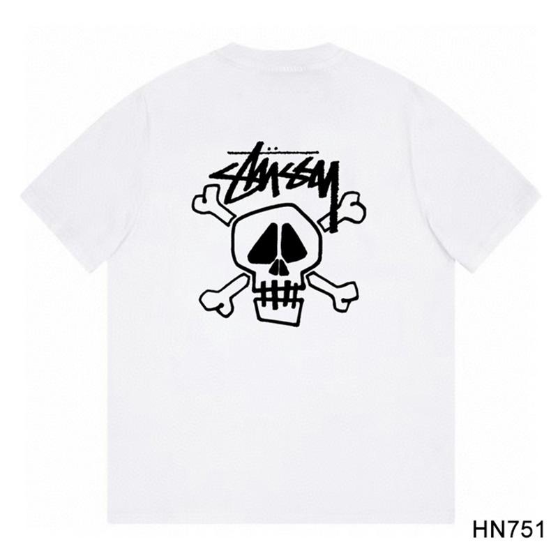 Stussy 2025 Sommer Neues Hochwertiges Rundhals-T-Shirt aus Baumwolle für Männer und Frauen Klassisches Logo mit neuem Musterdruck Paar-T-Shirt