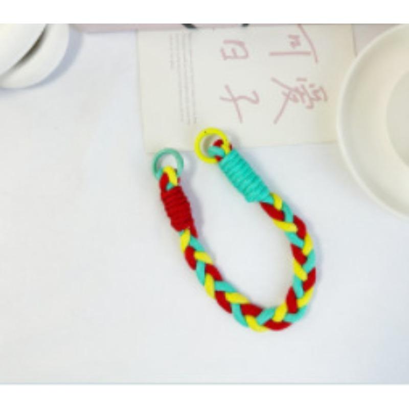 Dopamine Color Braided Three-strand Twist Short Rope Mobile Phone Lanyard Water Cup Keychain Universal Portable