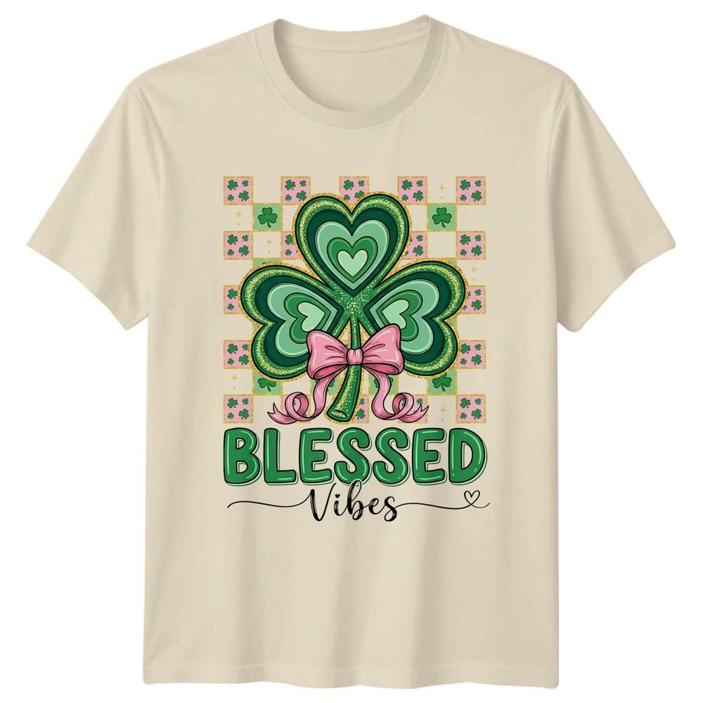 Blessed Vibes Unisexs TShirt Shamrock Heart St Patricks Day Gift For Her