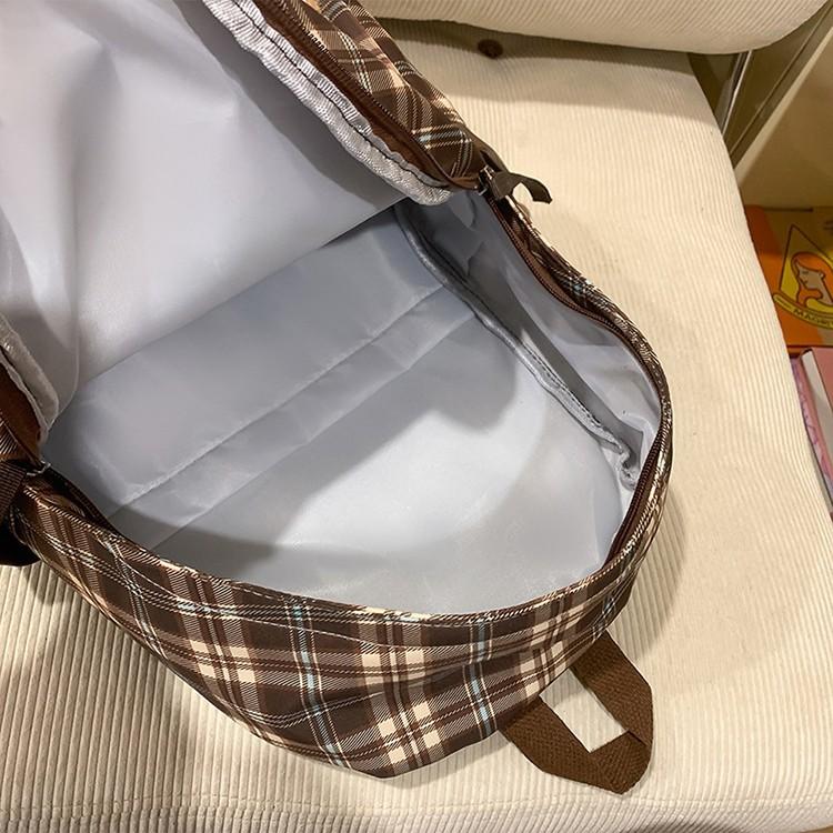 School Bag New Plaid Backpack Retro Versatile Campus College Student School Bag Going Out Cute Casual Lightweight Backpack