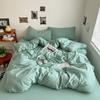 Washed Cotton Bedding Set Solid Color Brushed Bed Sheets Dorm Home