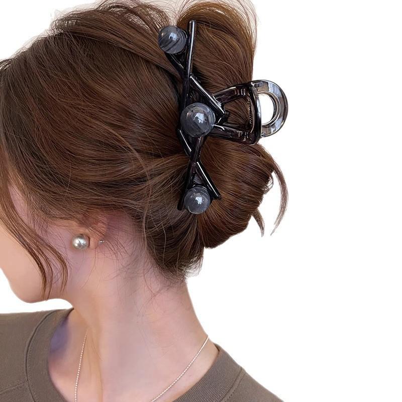Premium Sense, Smudged Beaded Hair, Grab Clip Temperament, Shark Clip, Large Hairpin, New Women'S Back Head Clip Hair Accessories