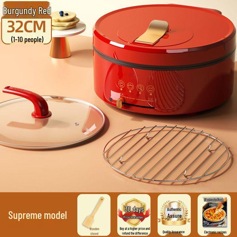 Deep Dish Electric Crepe Maker with Dual-Sided Heating - Large, Multifunctional Pan for Pancakes, Grilling, Baking, and Frying