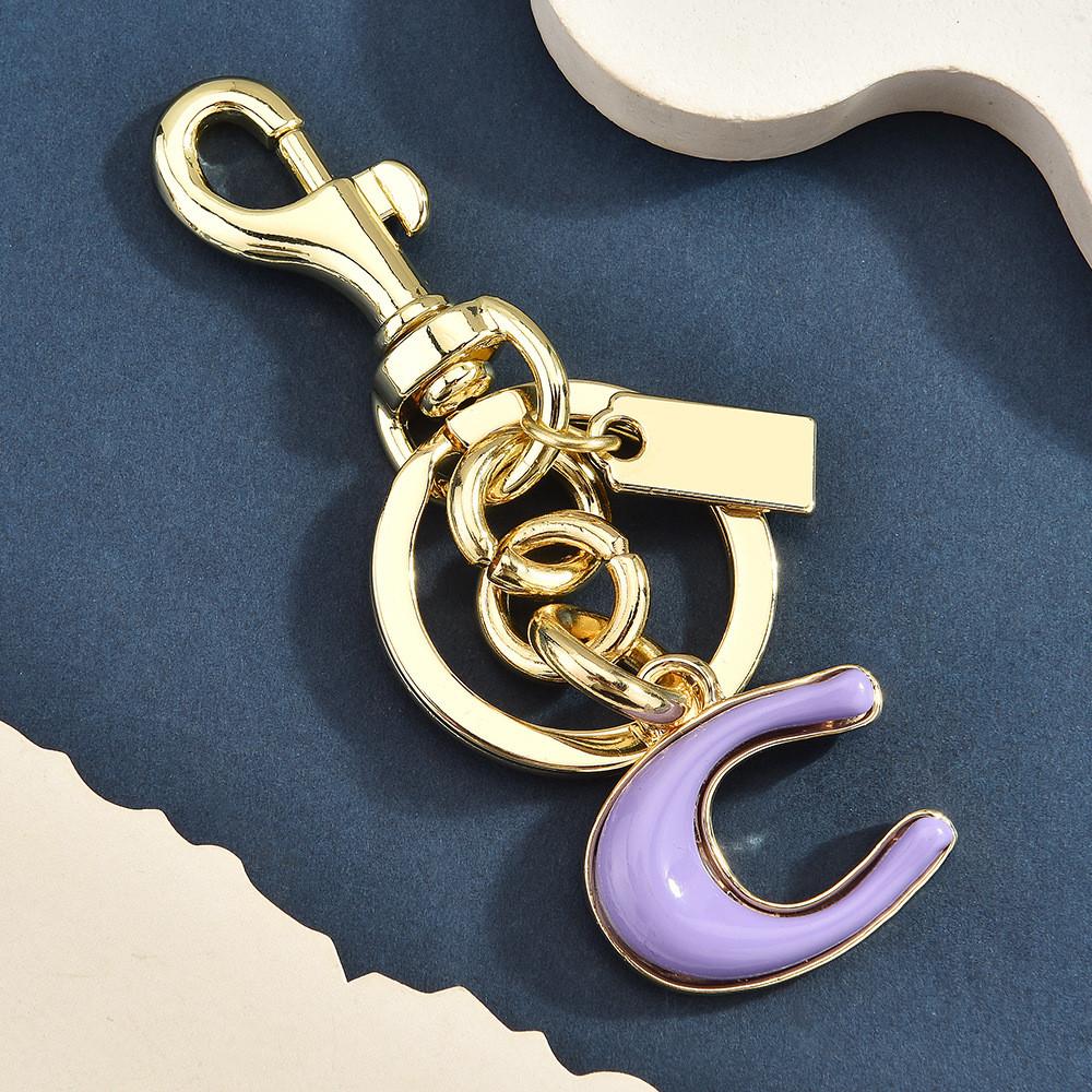 Rainbow C Letter Keychain Metallic Bag Charm For Cute Style Accessories