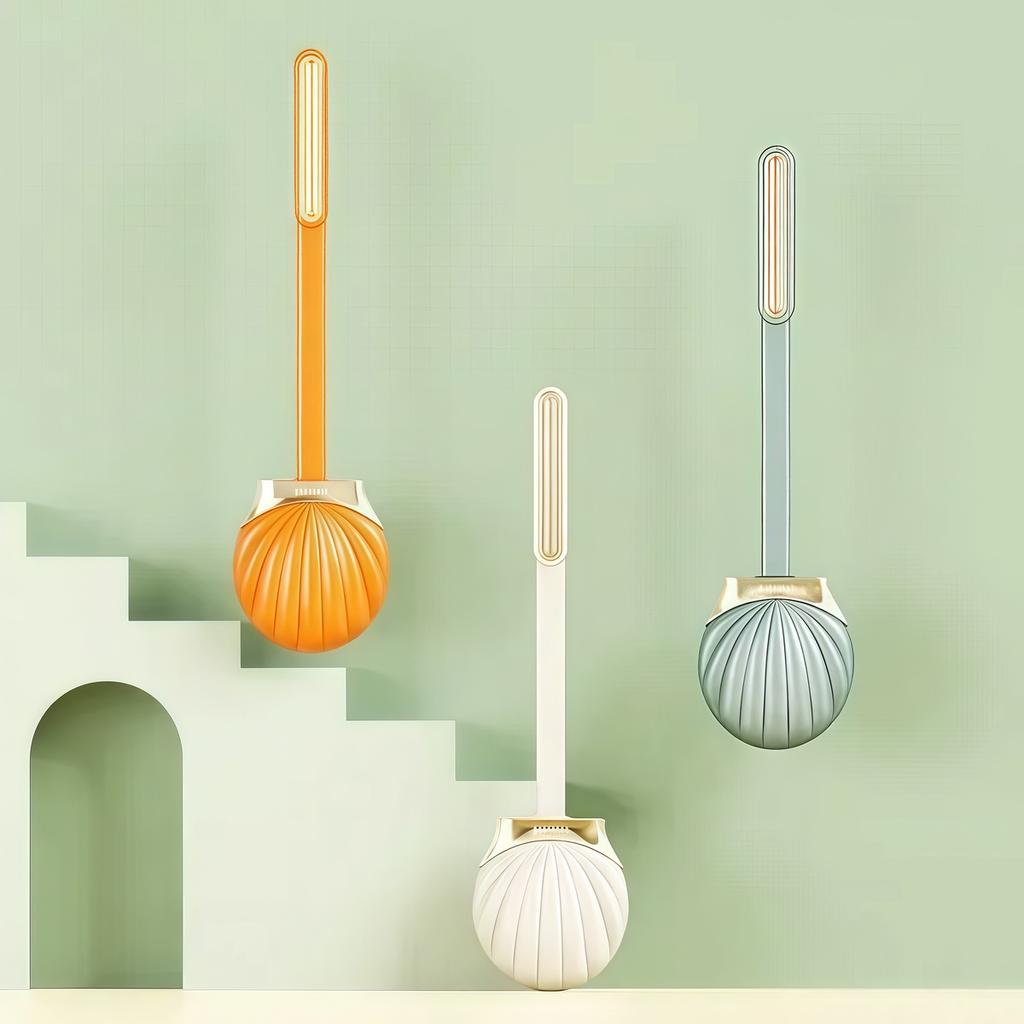 Silicone Toilet Brush with Holder Set for Bathroom Long Handle Silicone Flat Toilet Brush No Dead Corner Cleaning Brushes Tools