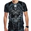 Summer Round Neck 3D Gothic Skeleton King Graphic Print T-shirts Fashionable Casual Short Sleeved Men's T-shirts