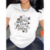 European Size Women'S Black and White Short Sleeve T-Shirt | "Hola Y Me Llamo De Maravilla" Floral Print with Crown and Butterfly Design