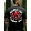Men's T-Shirt Black Skull Rose And German Text Design for Outdoor Activities