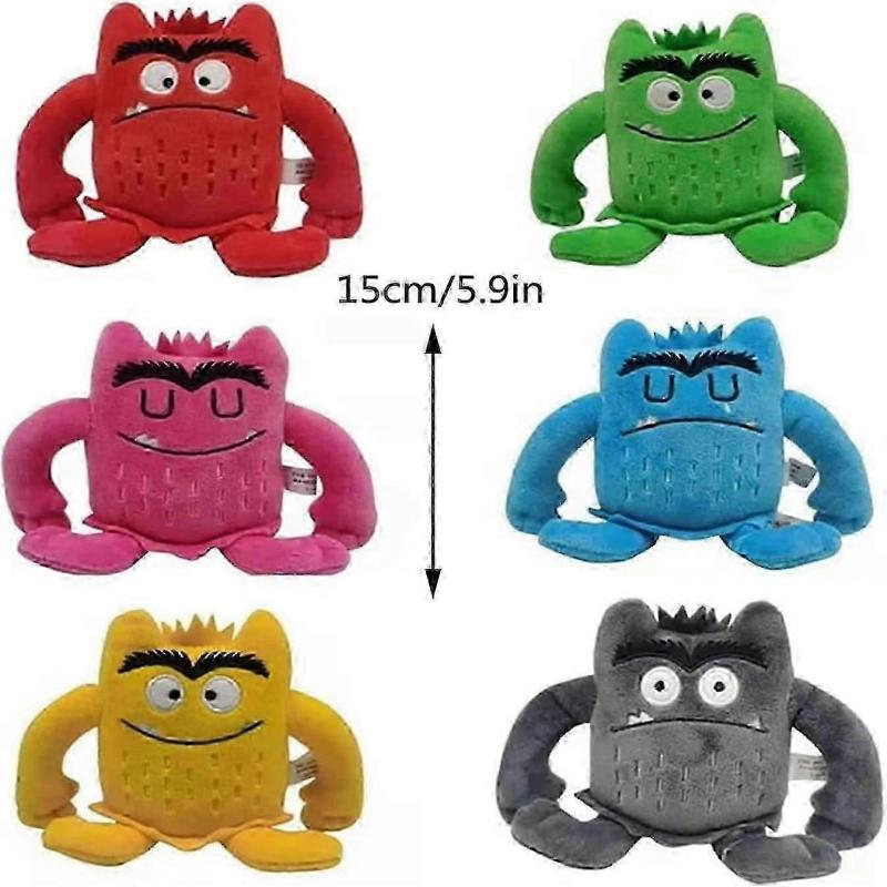 Monster Plush Toys, My Emotional Little Monster Cartoon Doll, Blue/red Monster Plush Toy, Color Plush Doll Set-1set 6pcs