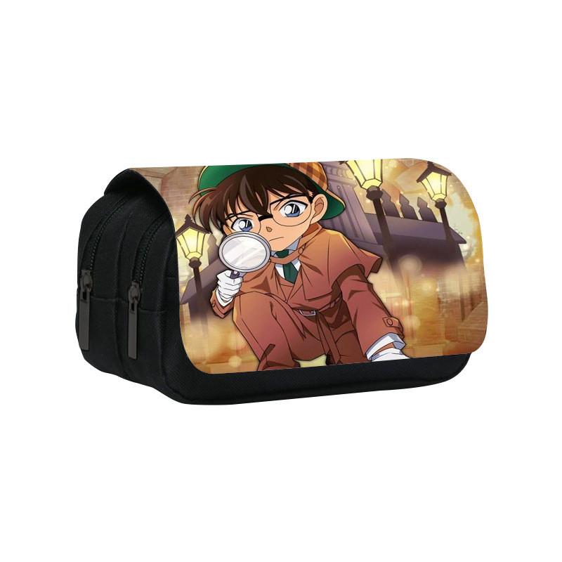 Detective Conan Double Layer Pencil Case Large Capacity Storage Organizer For Students