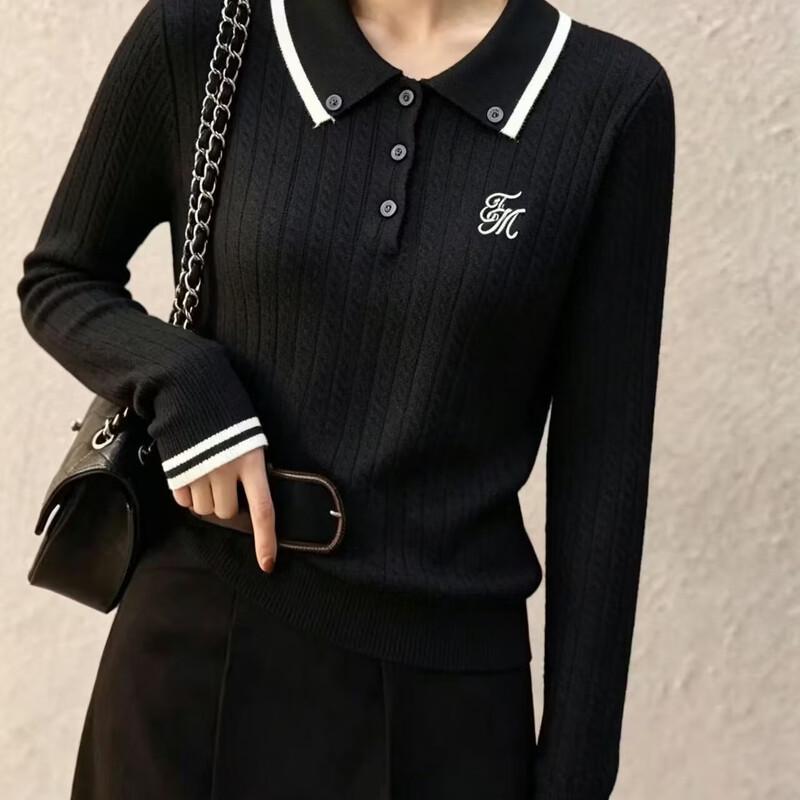 ZOSOUL Women's Polo Collar Embroidered Sweater
