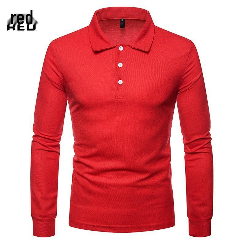 Autumn/Winter 2021 Men's Slim Fit Long Sleeve Polo with Color Turn-Down Collar