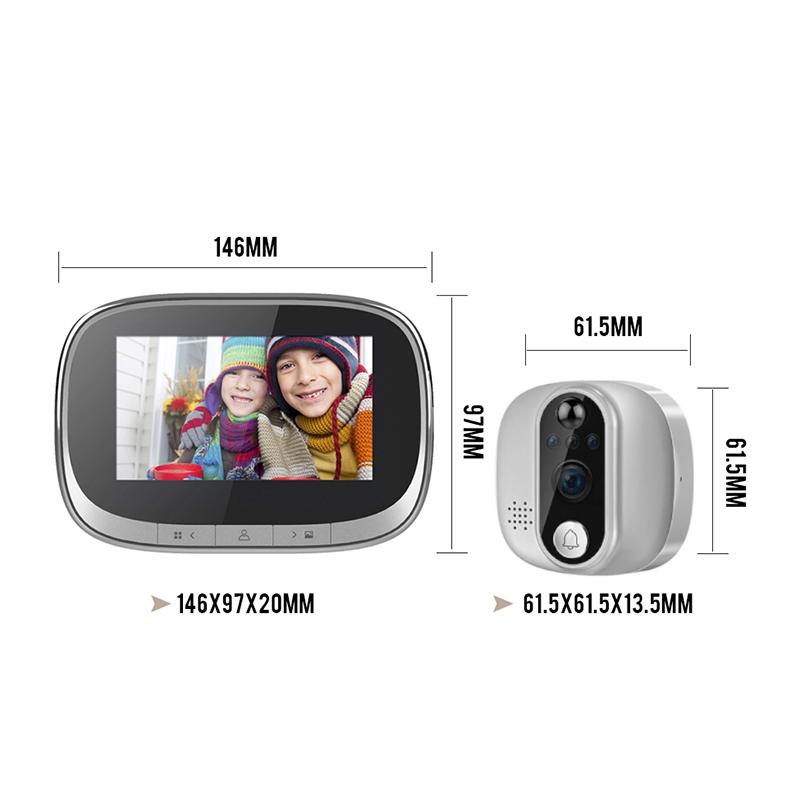 1080P Digitale Türspionkamera 4,3" TFT Türspion Infrarot-Nachtsicht Bewegungserkennung Weitwinkel wiederaufladbare Türklingel