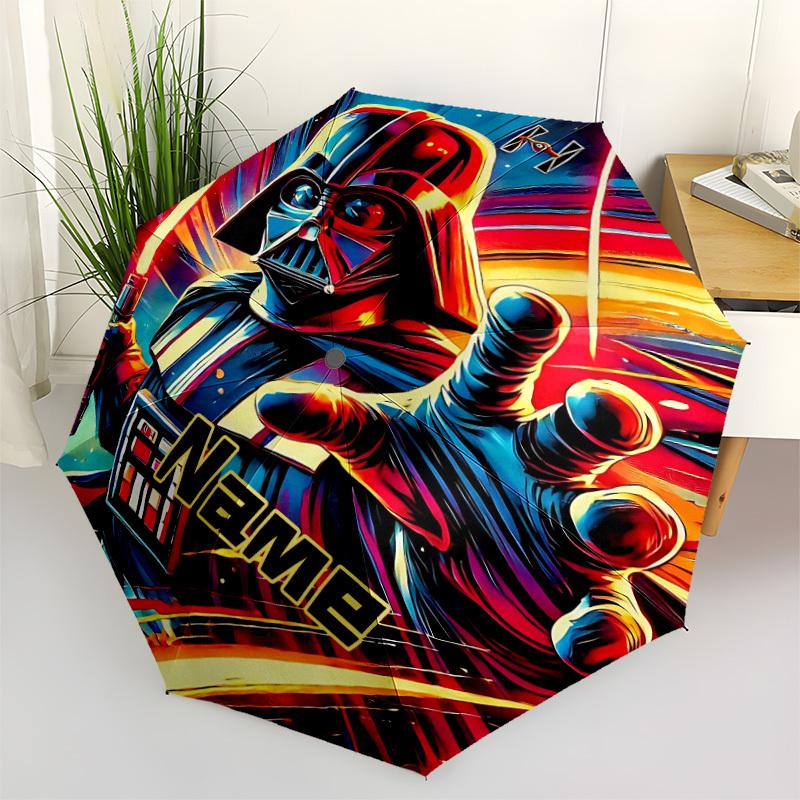 1pc Darth Vader, Lightsaber Custom Name Automatic Folding Umbrella - Compact 8-Rib Design, Durable Plastic & Iron, Daily Use 024