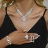 Bridal Jewelry Accessories Sparkling Full Diamond Three-layer Heart Tassel Necklace/earring Set
