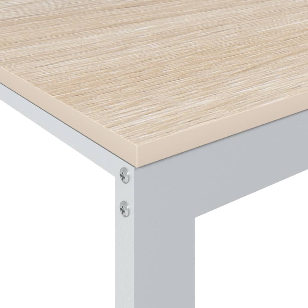 Computer Desk White and Oak Effect 110 x 60 x 73 cm Engineered Wood