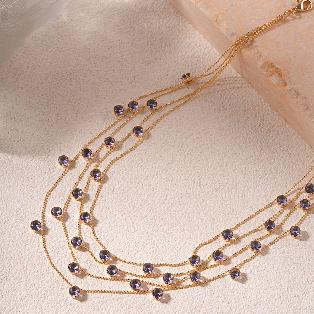 Elegant Vintage Rhinestone Necklace Exquisite Colored Crystal Necklace  Women