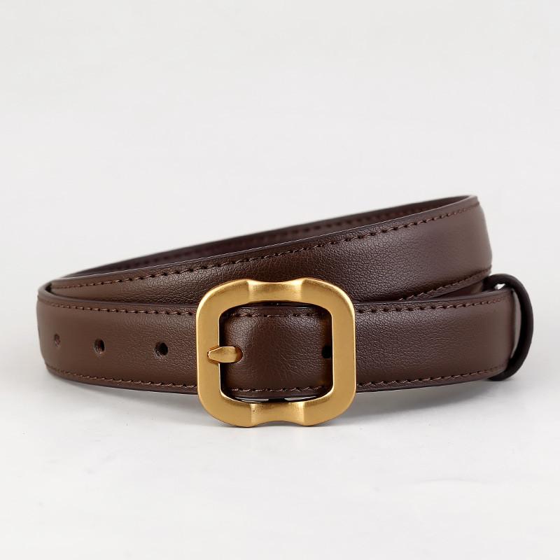 

Classic Leather Womens Belt With Pin Buckle For Casual Wear And Jeans Styling кавовий
