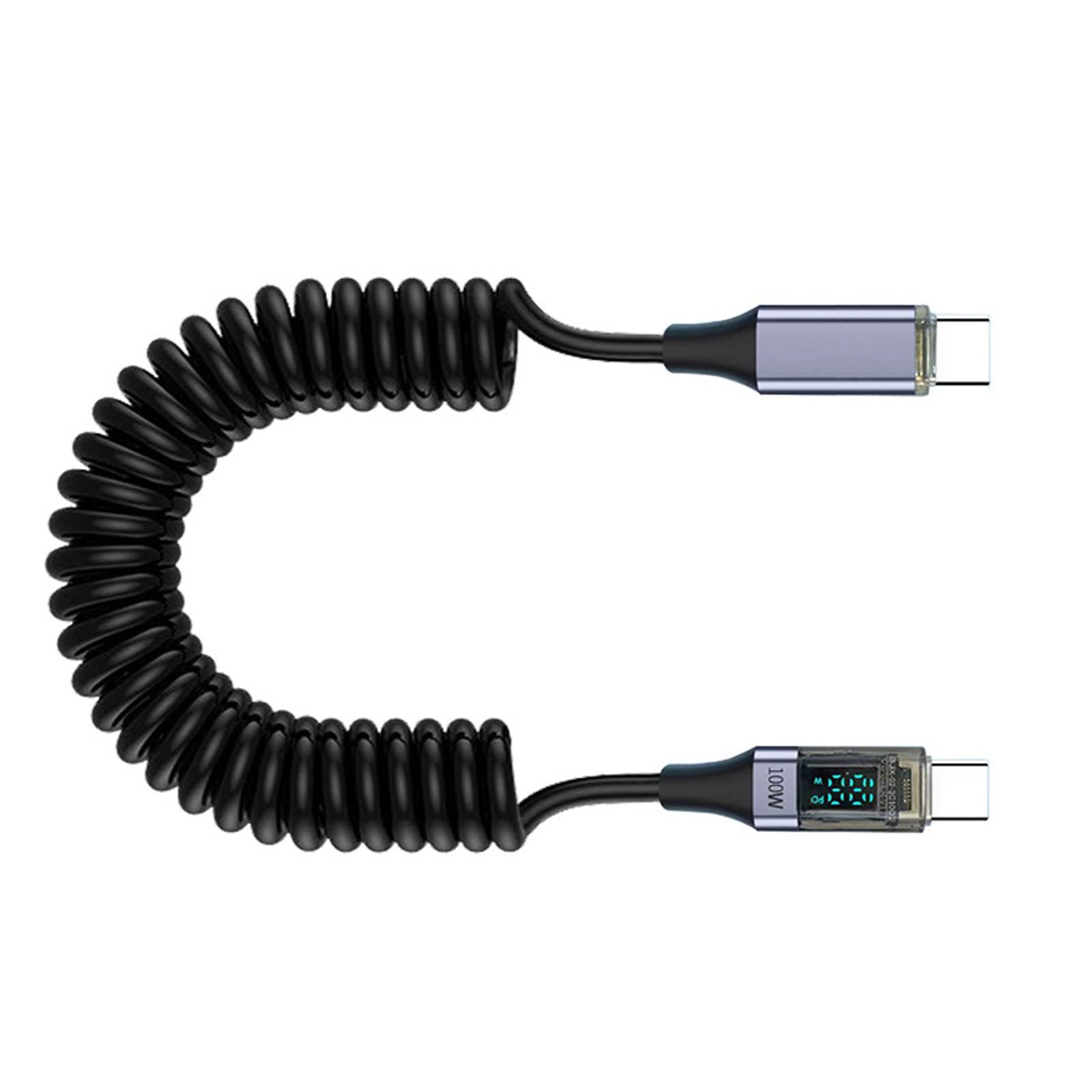 

USB C PD100W Cable with Intelligent Digital Screen, 100W Fast Charging for Electronic Devices серый