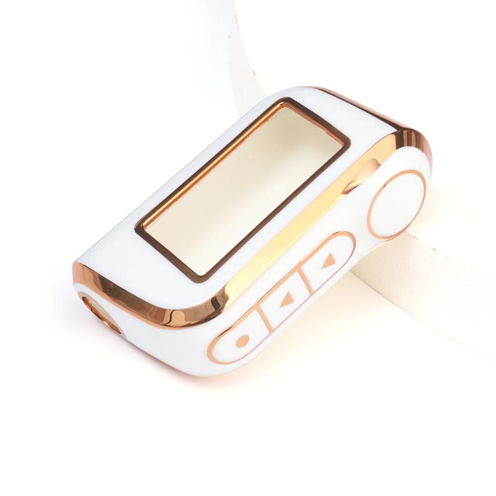 

Чехол для автомобильного ключа из ТПУ, защитный чехол для русского автомобильного ключа Starline A93, двухсторонняя версия, с золотой окантовкой, белый, для подарка мужчинам