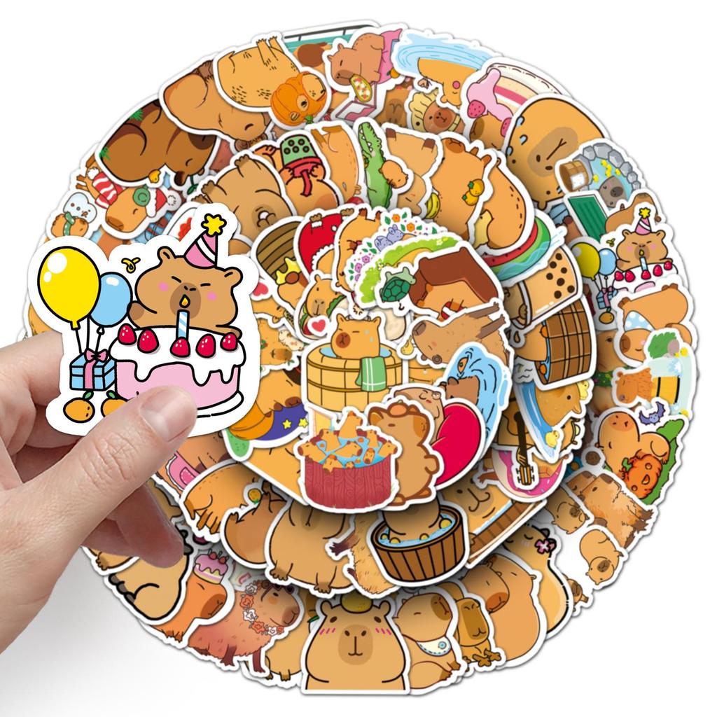 100 Capybara Cartoon Stickers - Cute, Creative, Waterproof Decor for DIY Phone Cases & Laptops