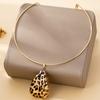Women's Jewelry Set, Geometric Water Drop-Shaped Pendant, Leopard Print Fashion Necklace and Stud Earrings Jewelry Set, Suitable for Daily Wear an