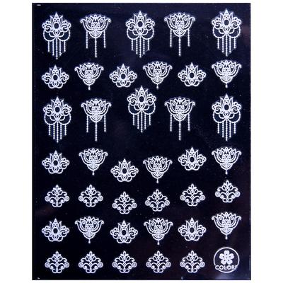 Thin Self-Adhesive Nail Stickers Patterns Ornaments Cb-174 White