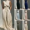 Spring and Summer European Style Women Clothing Cotton Sleeveless Casual Set