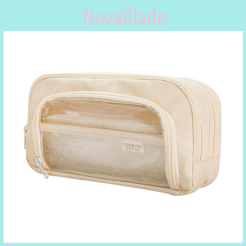 Minimalist Clear Large Pencil Case With Transparent Window For Students And Teens