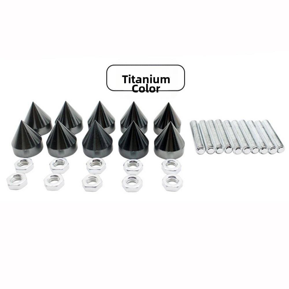 10pcs/Set Muticolors Car License Plate Bolts Cuspate Style Car Motorcycle Modification Conical