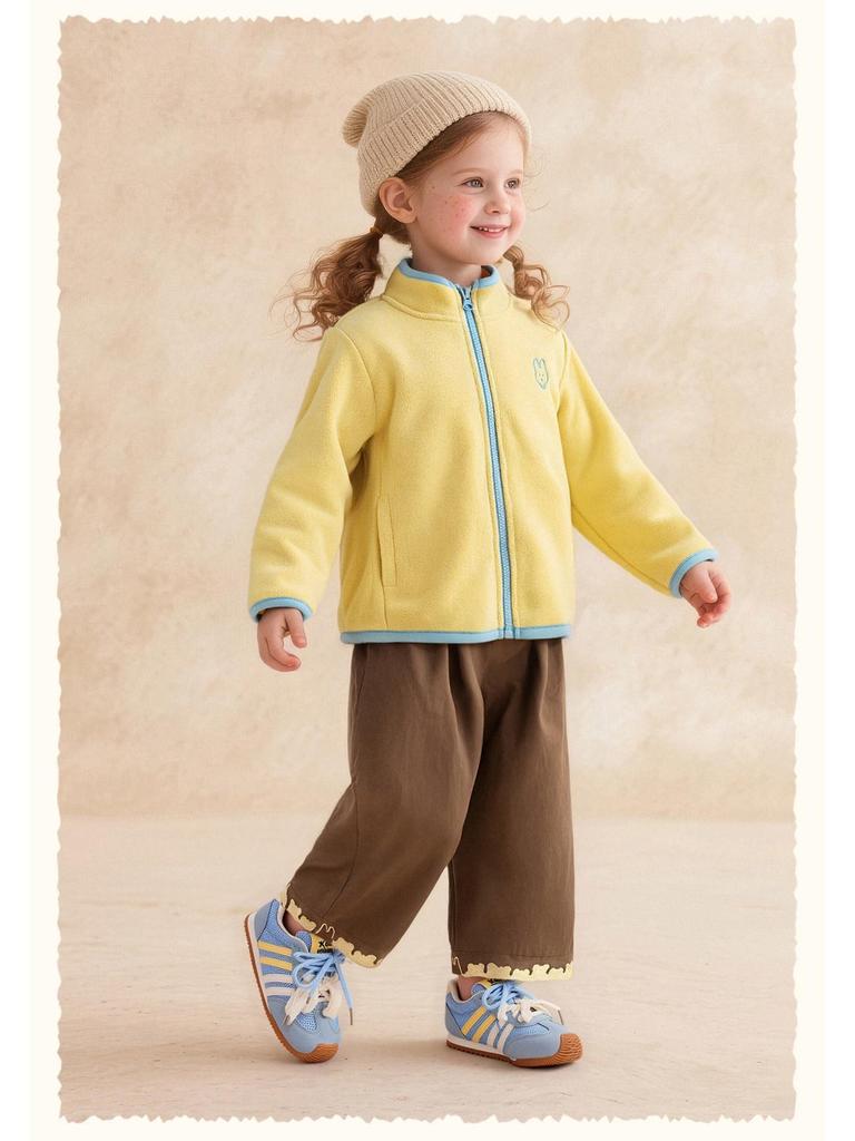Tongbei Kids' Winter 2025 Girls' Fleece Jacket – Cute, Warm, Versatile Zip-up Top