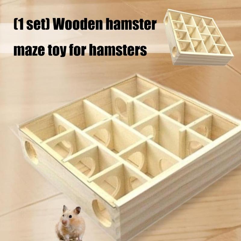 Durability Chews Proof Wooden Rodents Mazes Habitats Removable Top For Easy Cleaning Gerbil Exploration Activity Toy
